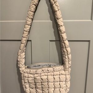 wild fable Quilted Puffer Shoulder Bag in Light Beige
